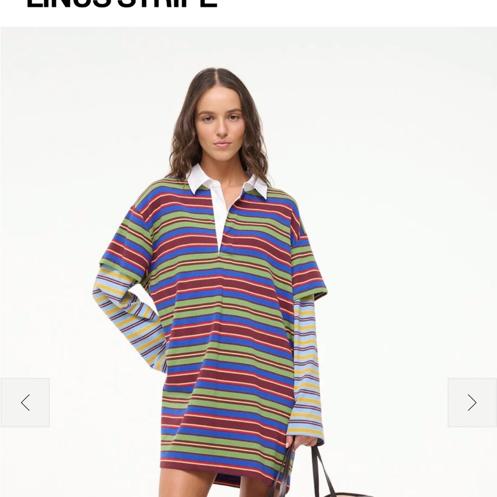 STAUD Colorful Striped Long Sleeve Dress